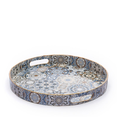 Plateau de service rond mosaïque-  32 cm
