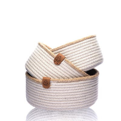 Paniers de Rangement en Corde de Coton Beige & Doré
