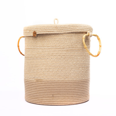 Panier de rangement avec couvercle -  Fibre naturelle