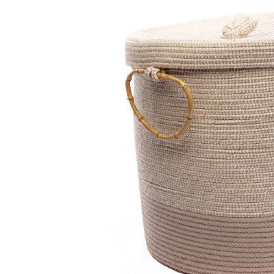 Panier de rangement avec couvercle -  Fibre naturelle