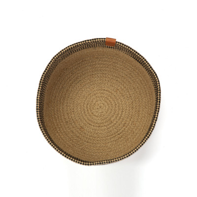 Panier rond en corde tressée avec motif noir 18cm