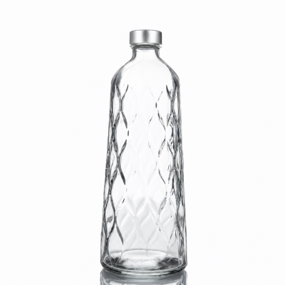 Bouteille Leafy 1035 cc en verre avec bouchon argent