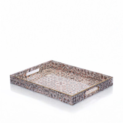 Plateau rectangulaire motif mosaïque terracotta | Caverna