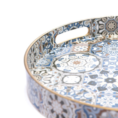 Plateau de service rond mosaïque-  37 cm