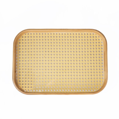 Plateau de service en bambou fond cannage _ 45cm