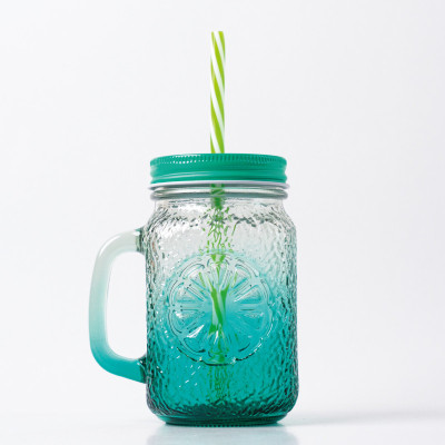Verre avec paille réutilisable - Mason Jar avec paille – 45 cl