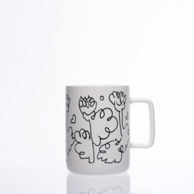 Mug céramique blanche design botanique | Caverna
