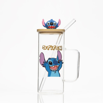 Tasse en verre avec couvercle et paille – Stitch