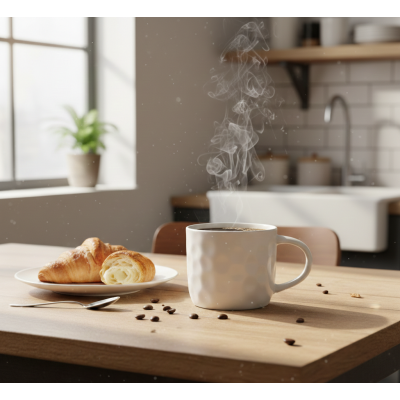 Mug en céramique blanc texturé