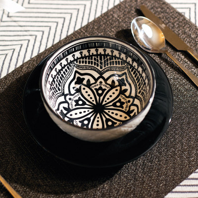 Bol blanc 15cm moderne à motifs orientaux
