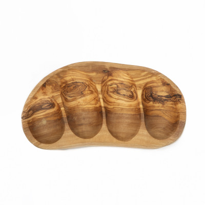 Plat apéritif 4 compartiments en bois d'olive
