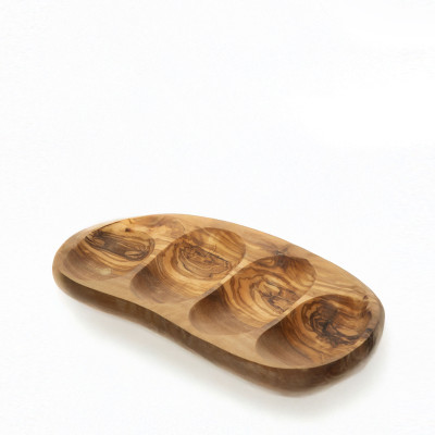Plat apéritif 4 compartiments en bois d'olive