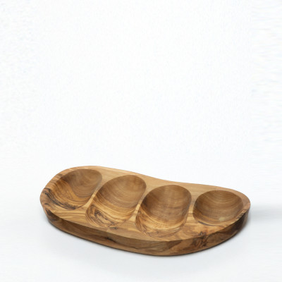 Plat apéritif 4 compartiments en bois d'olive