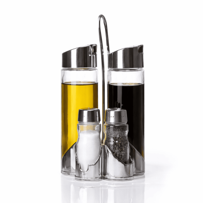 Set huilier vinaigrier en verre avec support