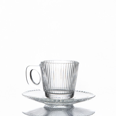 Coffret de 6 Tasse avec Sous-Tasse – Azur Glass Latinos Line 9 cl