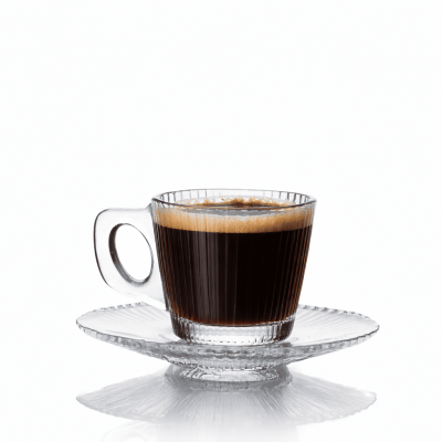 Coffret de 6 Tasse avec Sous-Tasse – Azur Glass Latinos Line 9 cl